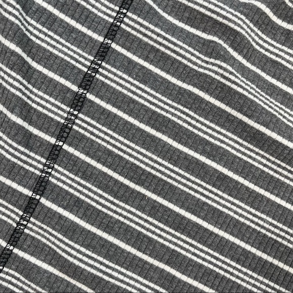 POL size large black, grey, & white striped ribbed vneck bodysuit, snap bottom - Picture 9 of 15